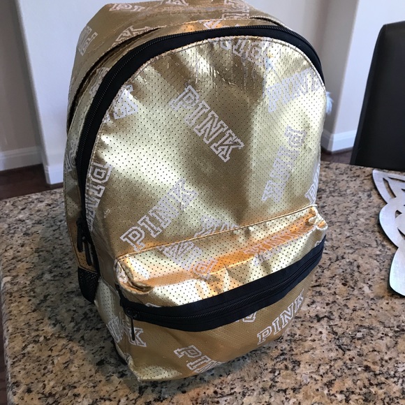 PINK Victoria's Secret Handbags - Victoria’s Secret PINK Gold Backpack